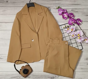 ست کت و شلوار مدل غزل کد 50288 (نسکافه ای)
