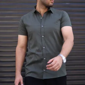 پیراهن ساده آستین کوتاه رنگ سبز