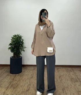 تونیک مانتویی یقه دار مرجان کد 2216