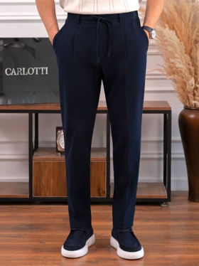 شلوار لینن سرمه ای بندک دار p277