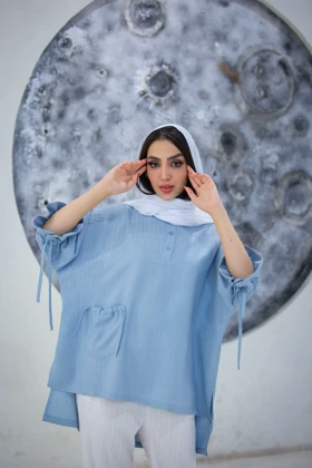 مانتو راه راه جلو بسته گت دار