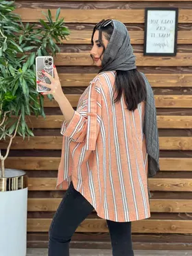 مانتو پانچ راه راه سرشونه پاگن