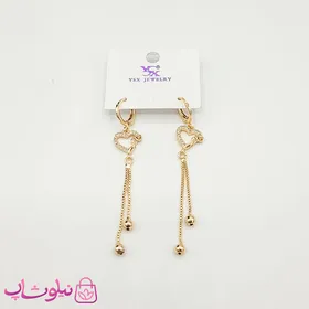 گوشواره آویز دخترانه YSX مدل قلب طلایی