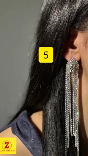 گوشواره بلند جواهری نگینی زنانه