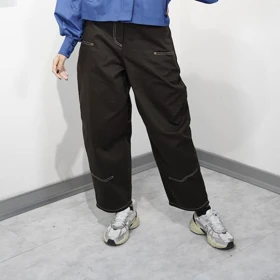 شلوار کتان بالنی پرچدار