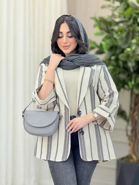 مانتو راه راه دو دکمه پانیذ