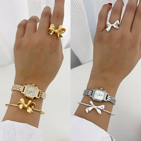 ست دستبند انگشتر پاپیون زنانه 901