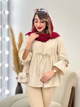 مانتو لینن نچرال آستین چین