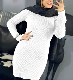 بلوز بافت زیر سارافون یقه گرد زنانه آستین بلند تمام کش کد1090