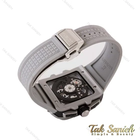 ساعت هابلوت مردانه مربعی سه موتوره طوسی پشت شیشه ای Hublot-4997-G