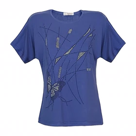 بلوز آستین کوتاه زنانه ویسکوز طرح پروانه