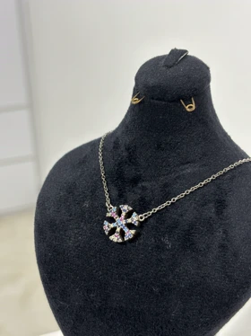 گردنبند نقره زنانه دونه برفی نگینی 989