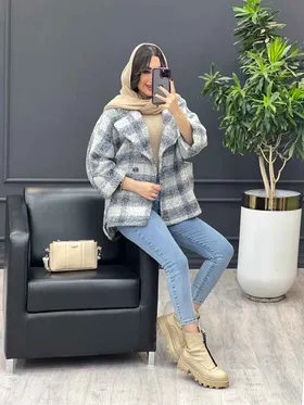 پالتو چهارخونه تک دکمه