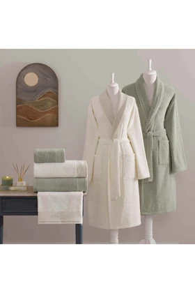 ست حمام 6 تکه Taç مدل Petrina Pure Cotton پنبهای - شیری