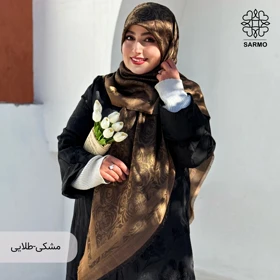 روسری ژاکارد رونا گل رز -140 (مشکی-طلایی)