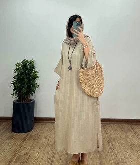 مانتو کفتان بلند لینن الناز 6 کد 2565