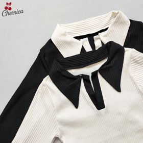 کراپ آستین بلند یقه دار