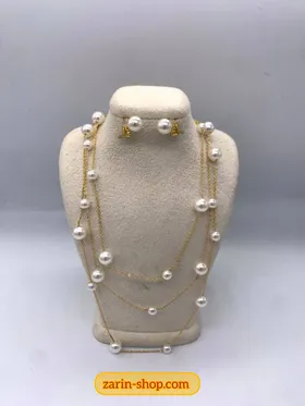 نیمست زنانه استیل مرواریدی طرح طلا