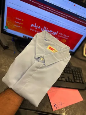 پیراهن آبی آسمانی اسپرت مردانه