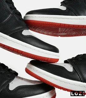 کفش کتانی مردانه و زنانه ساق‌دار مشکی طوسی قرمز NIKE jordan 1
