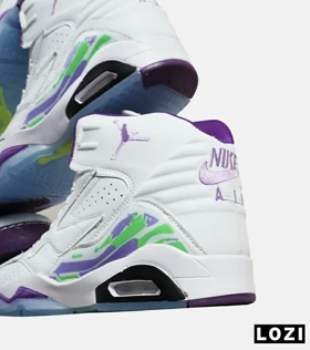 کفش کتانی ساق‌دار مردانه سفید سبز بنفش Nike air jordan 6