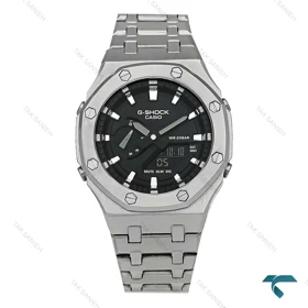 ساعت جیشاک GA-B2100 مردانه نقره ای صفحه مشکی GShock-8719-G