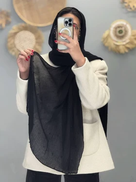 1866- شال میکس مشکی (ایراددار)