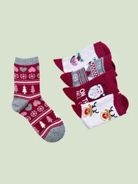 جوراب ساق بلند زنانه پشمی کریسمسی