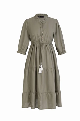 پیراهن لینن بلند - 9112 (سبز)