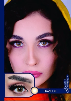 لنز رنگی فصلی گلامور Glamour (Hazel 6 (عسلی طوسی دورمشکی))