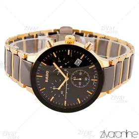 ساعت رادو مردانه سرامیکی سه موتوره دورنگ مشکی طلایی 103479