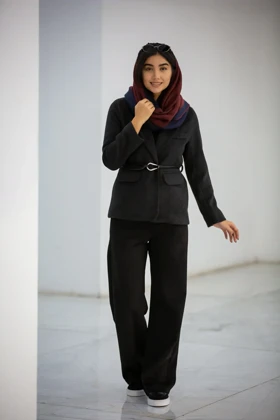 کت موهر جیب نما کمربند گره‌ای