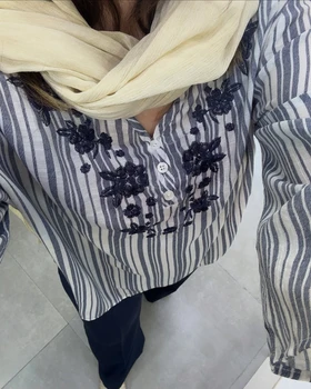 شومیز گلدوزی راه‌راه