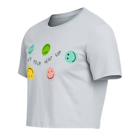 کراپ تیشرت آستین کوتاه زنانه مدل استیکر PJ1302