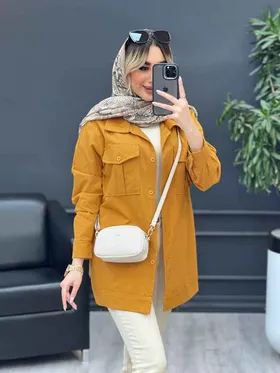 مانتو سر جیب دکمه آستین پیله