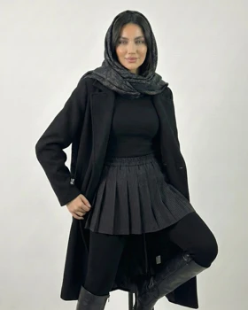 دامن تنیسی کرهای مشکی پلیسهدار کمر کشی کد (8732)