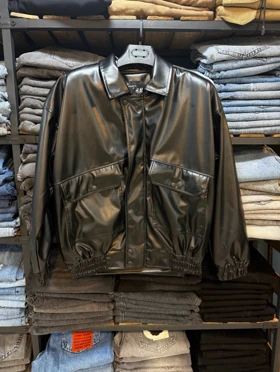 جکت چرم باکسی مشکی داخل خز بره ای لش کیفیت استثنایی