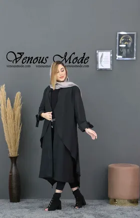 مانتو حریر یقه دوبل