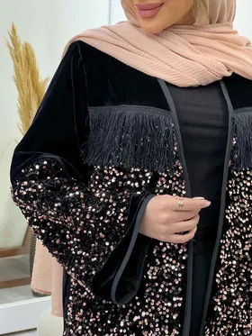 مانتو پولک دوزی ریش دار