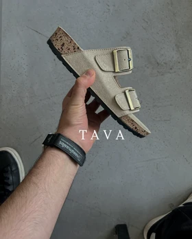 صندل پشت‌باز تک‌رنگ پنبه‌ای