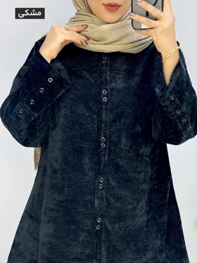 مانتو جلودکمه مخمل فروشنک کد 9571266 (مشکی)