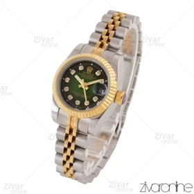 ساعت رولکس دیت جاست زنانه صفحه سبز نگین‌دار 103725