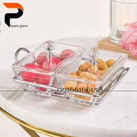 اردوخوری شیشه ای مستطیل 2 خانه لیمون