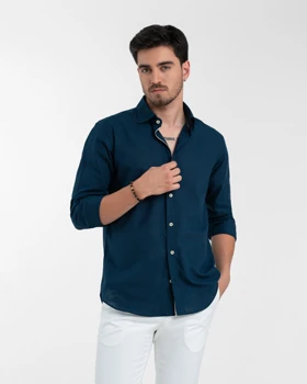 ام کی کالکشن پیراهن آستین بلند mk-4320-navy-blue