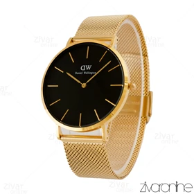 ساعت دنیل ولینگتون مردانه بند حصیری طلایی صفحه مشکی 105278