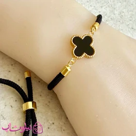 دستبند زنانه آسانسوری مدل ونکلیف مشکی تک گل کد 159