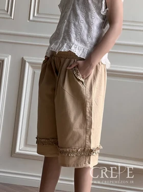 ست تاپ خامه دوزی و شلوارک چین‌دار