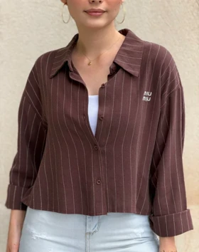 شومیز کراپ راه راه miu miu