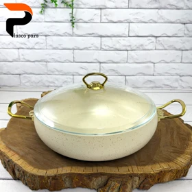 تابه 28 خمره ای دودسته درب پیرکس کرمی هاناتک