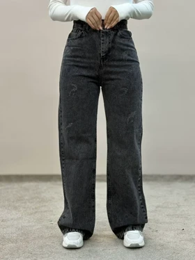 شلوار جین نیمبگ زغالی6171